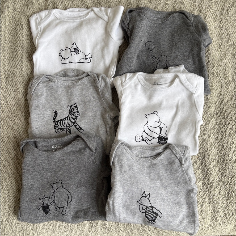 Winnie the Pooh Baby Onesies x6